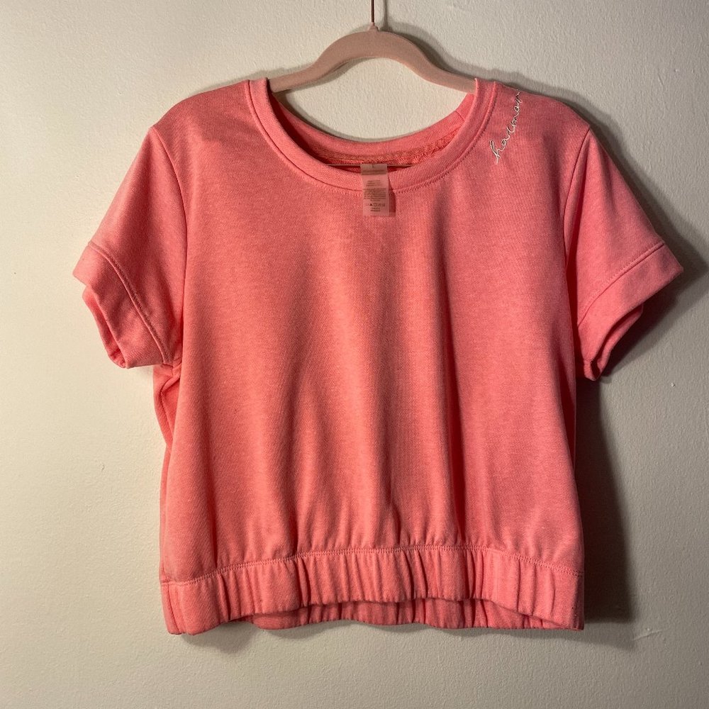 Harmony Balance | Neon Pink Terry Yoga/Athleisure Crop Top Large